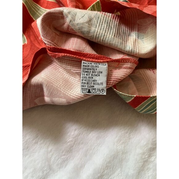 Tommy Bahama Mens Red Hawaiian Floral Silk Button-Up Shirt Large Short Sleeve - Picture 8 of 10